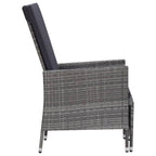 2-tlg. Garten-Lounge-Set mit Kissen Poly Rattan Grau