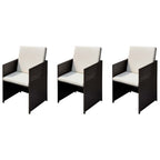 Gartenstühle 3 pcs Braun 56 x 52 x 87 cm Poly Rattan