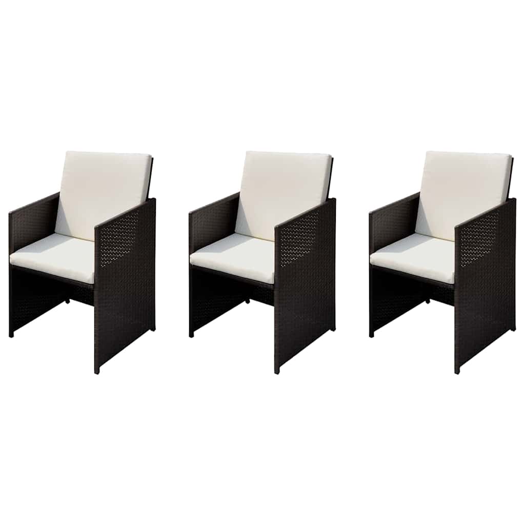 Gartenstühle 3 pcs Braun 56 x 52 x 87 cm Poly Rattan