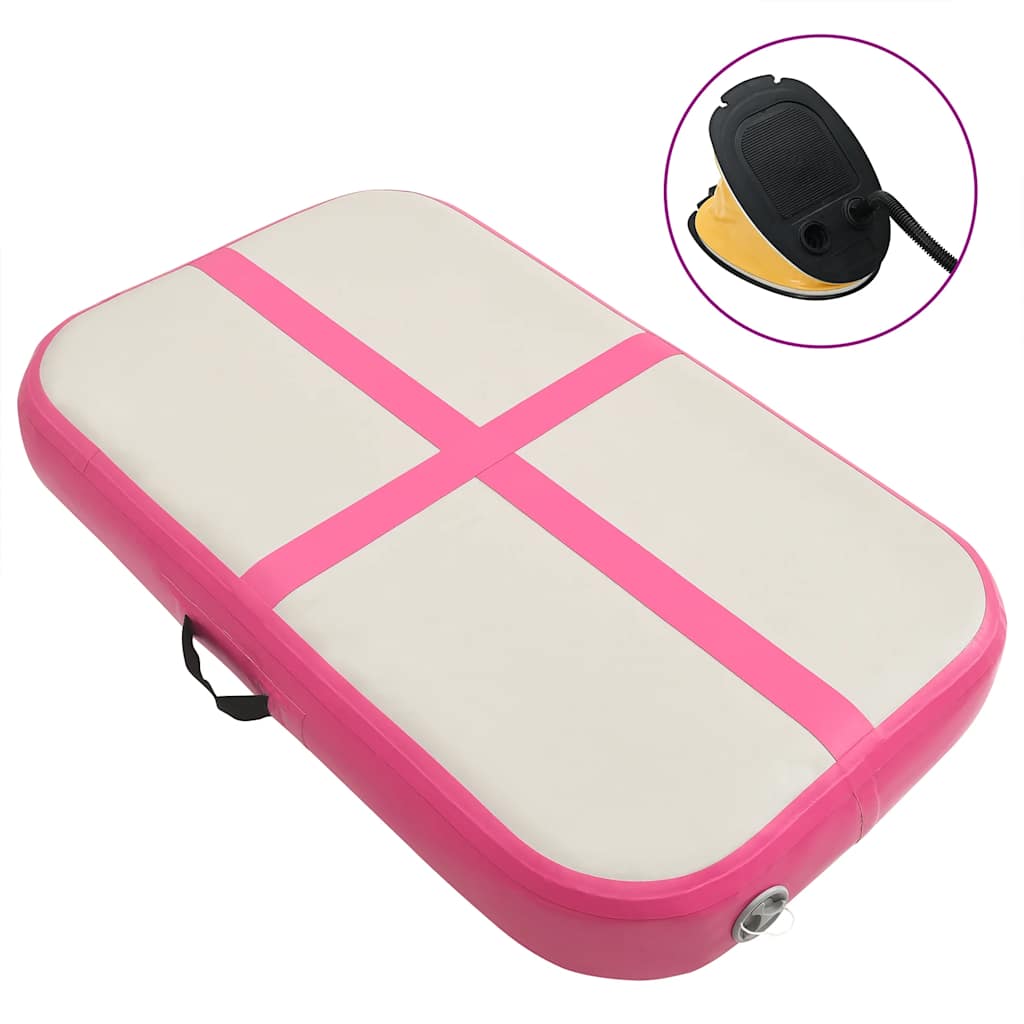 Aufblasbare Gymnastikmatte mit Pumpe 60x100x15 cm PVC Rosa