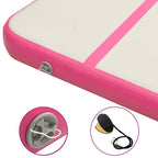 Aufblasbare Gymnastikmatte mit Pumpe 400x100x15 cm PVC Rosa