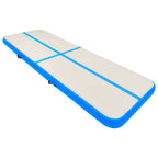 Aufblasbare Gymnastikmatte mit Pumpe 400x100x15 cm PVC Blau