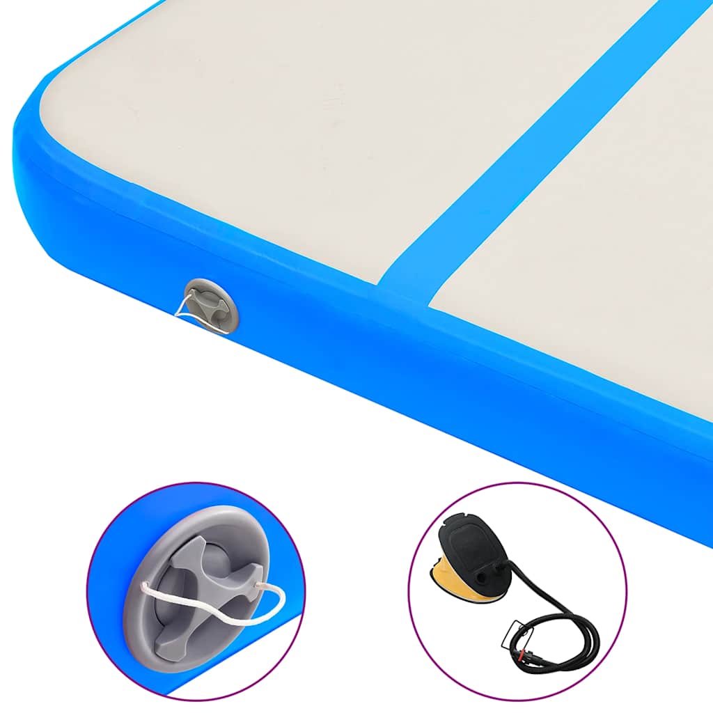 Aufblasbare Gymnastikmatte mit Pumpe 600x100x15 cm PVC Blau