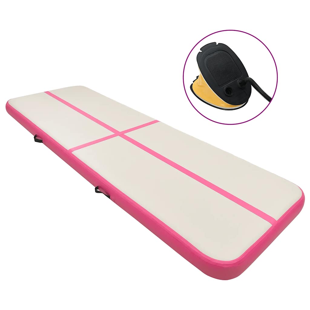 Aufblasbare Gymnastikmatte mit Pumpe 700x100x20 cm PVC Rosa