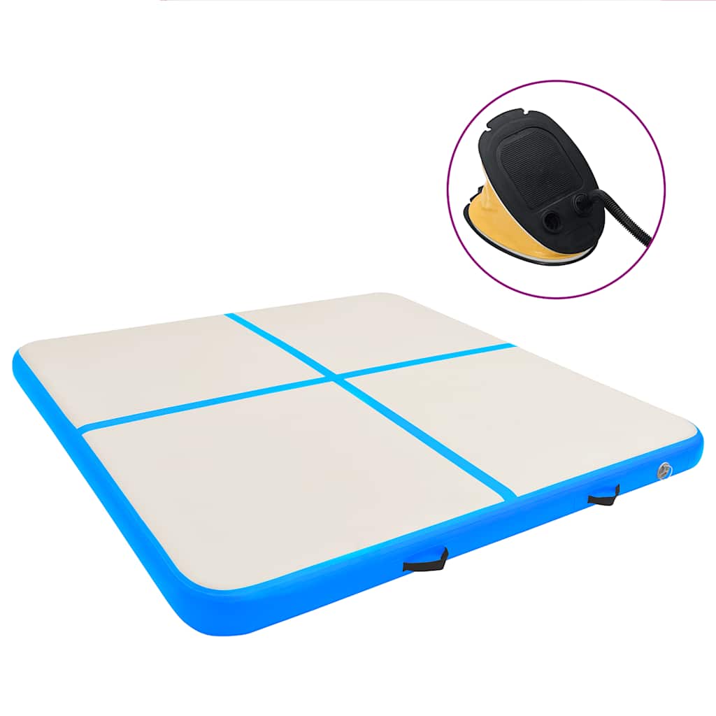 Aufblasbare Gymnastikmatte mit Pumpe 200x200x10 cm PVC Blau
