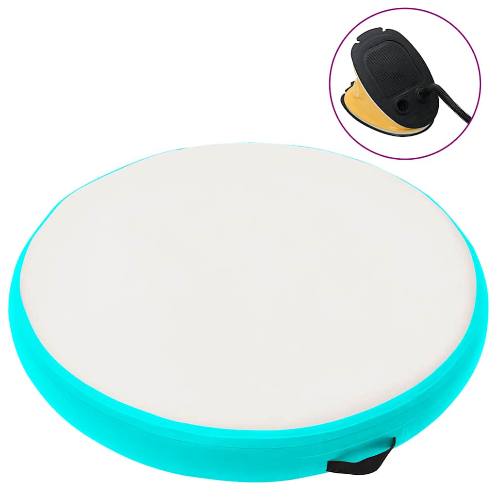 Aufblasbare Gymnastikmatte mit Pumpe 100x100x20 cm PVC Grün