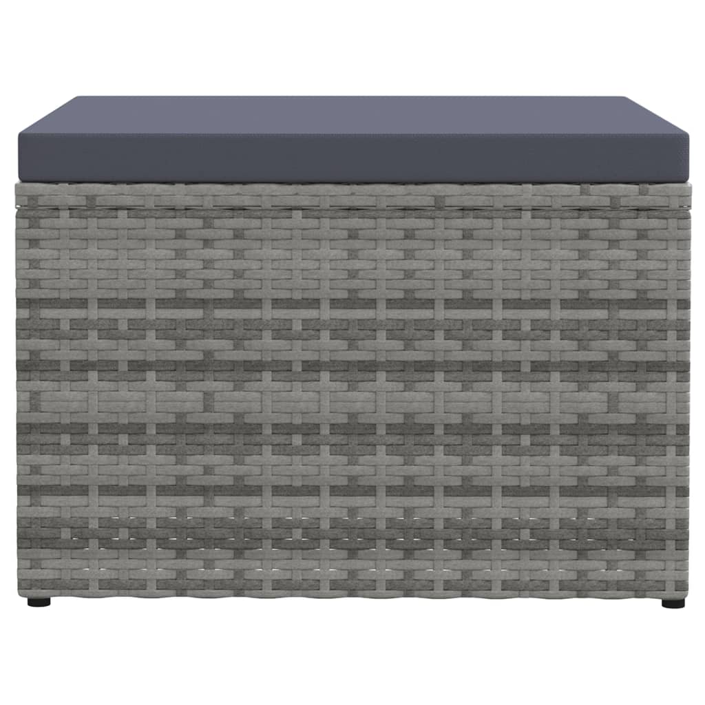 Outdoor-Fußhocker mit Kissen Grau Polyrattan