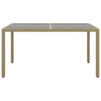 Gartentisch 150x90x75 cm Hartglas und Poly Rattan Beige