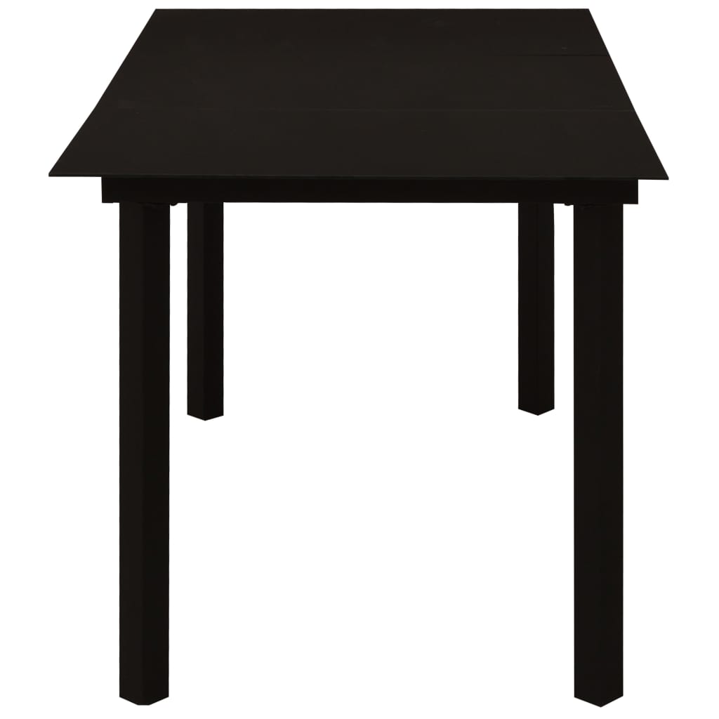 Garten-Esstisch Schwarz 150x80x74 cm Stahl und Glas