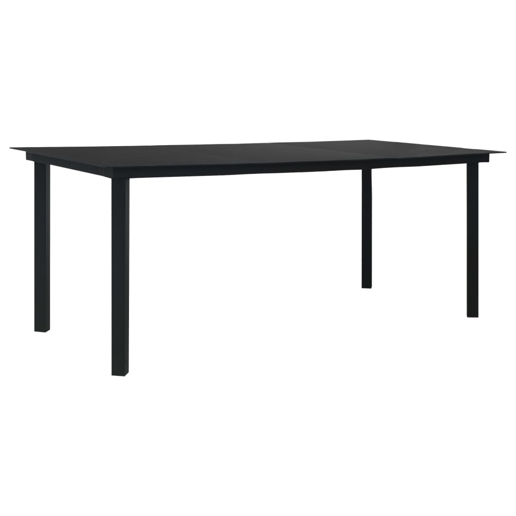 Garten-Esstisch Schwarz 190x90x74 cm Stahl und Glas