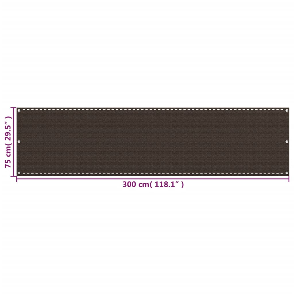 Balkon-Sichtschutz Braun 75x300 cm HDPE