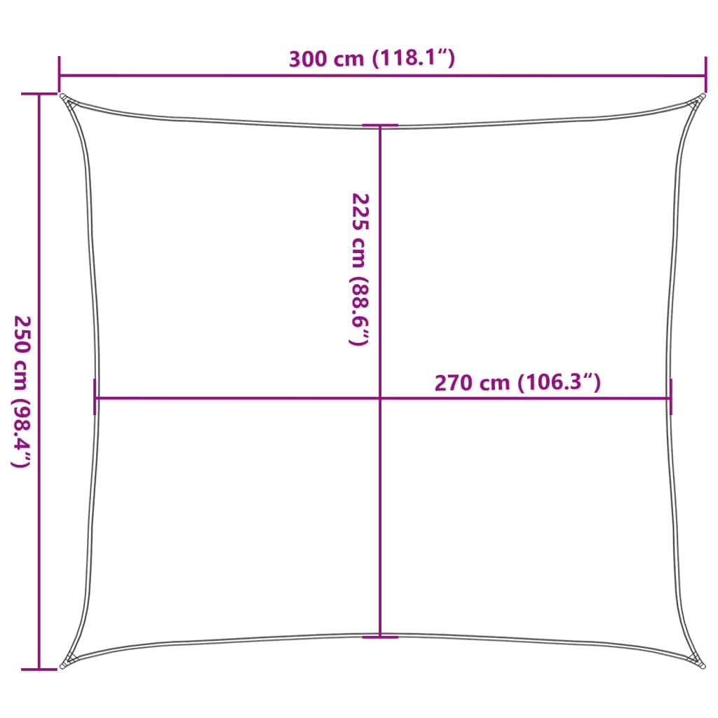 Sonnensegel 160 g/m² Anthrazit 2,5x3 m HDPE