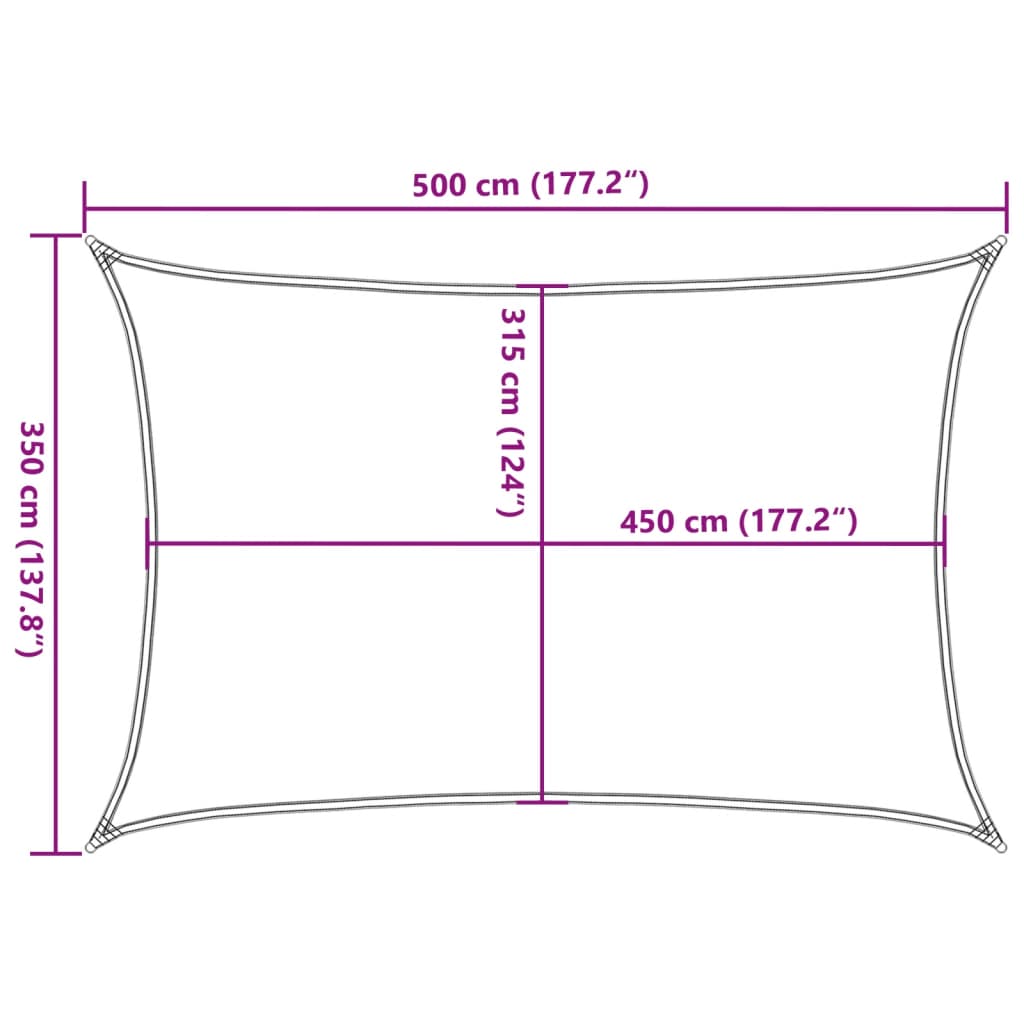 Sonnensegel 160 g/m² Anthrazit 3,5x5 m HDPE