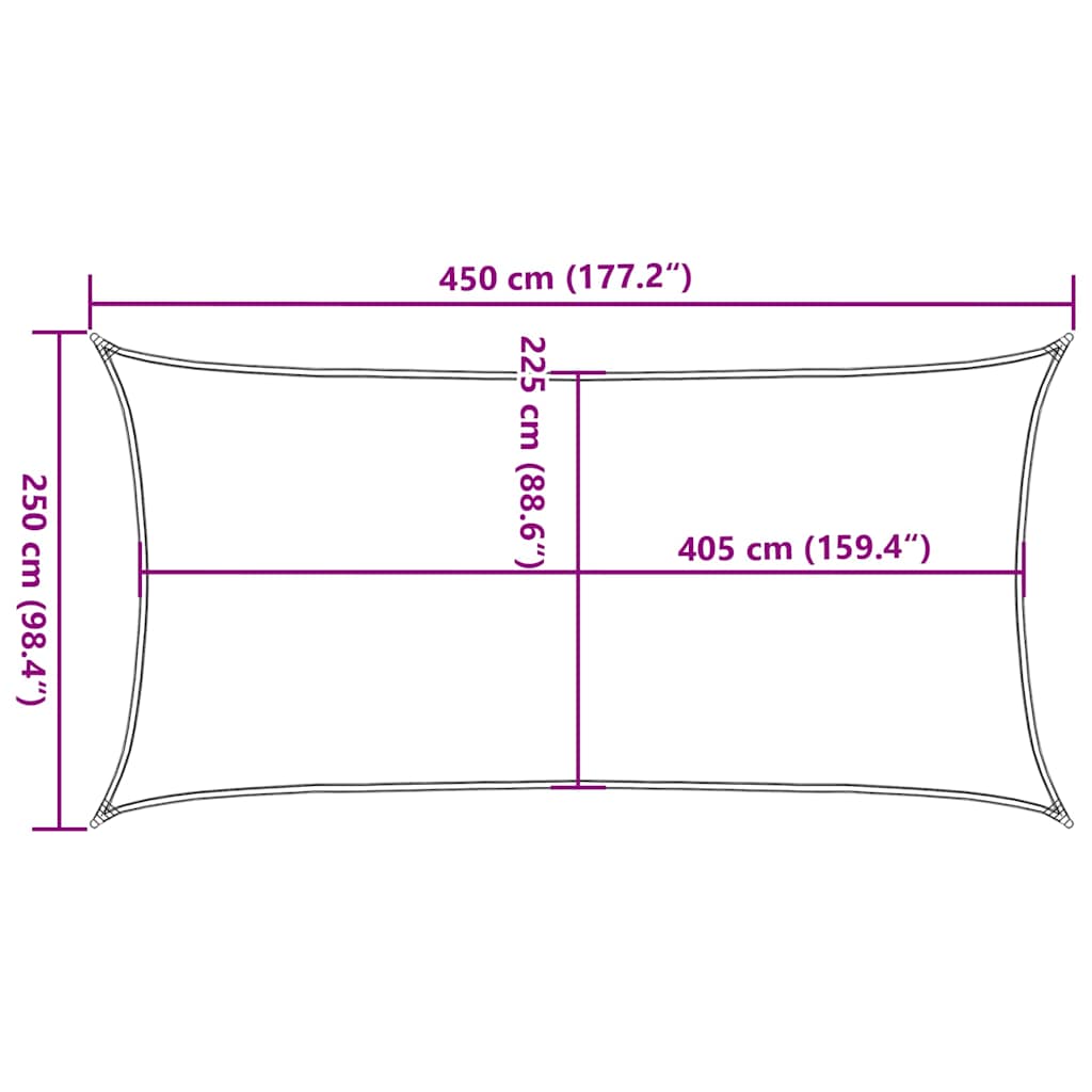Sonnensegel 160 g/m² Weiß 2,5x4,5 m HDPE