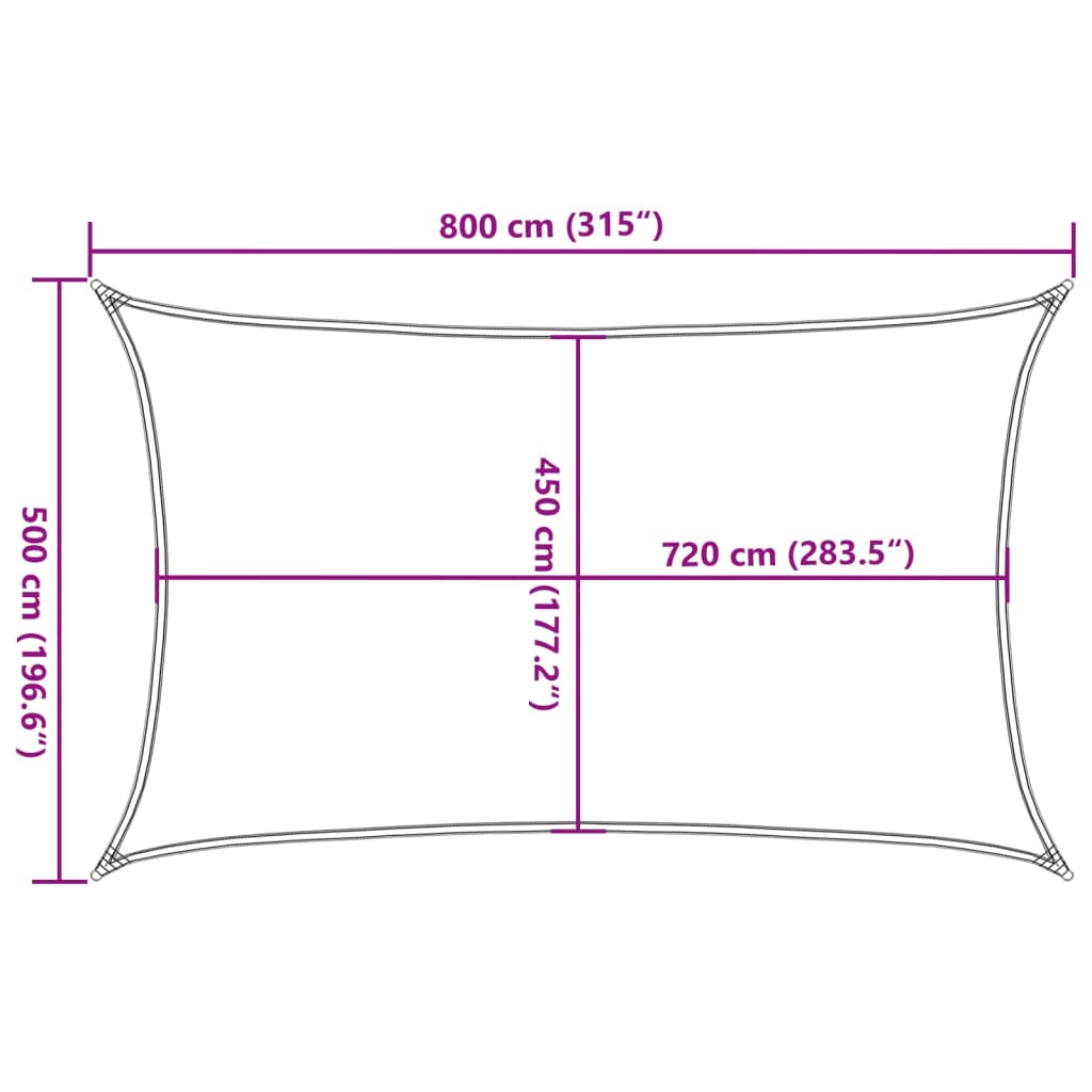 Sonnensegel 160 g/m² Weiß 5x8 m HDPE