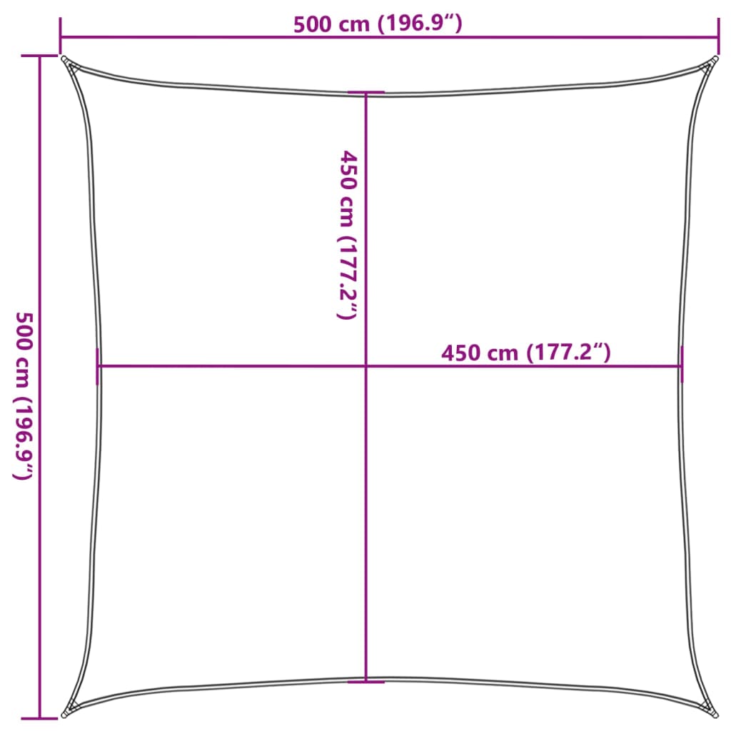 Sonnensegel 160 g/m² Terrakottarot 5x5 m HDPE