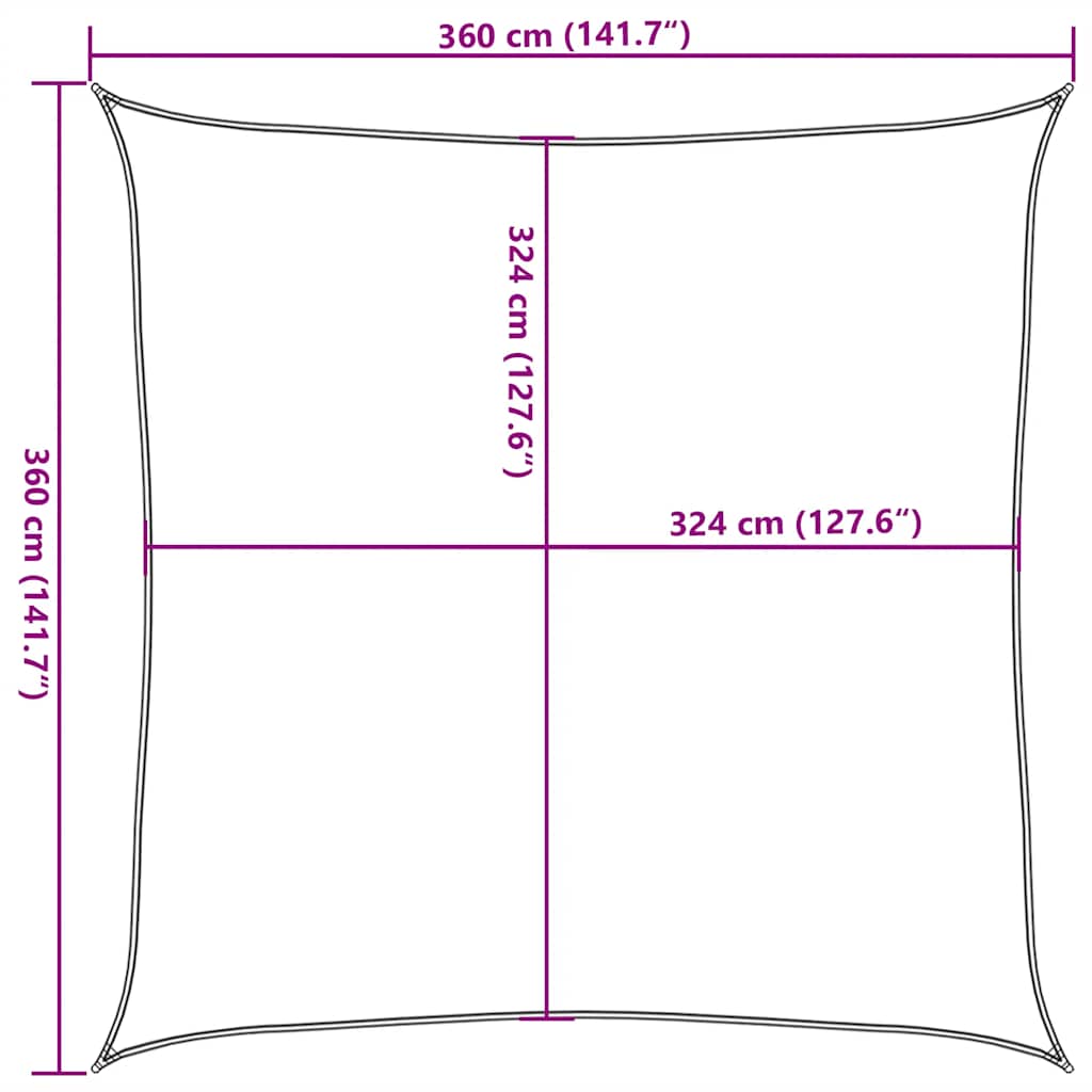 Sonnensegel 160 g/m² Taupe 3,6x3,6 m HDPE