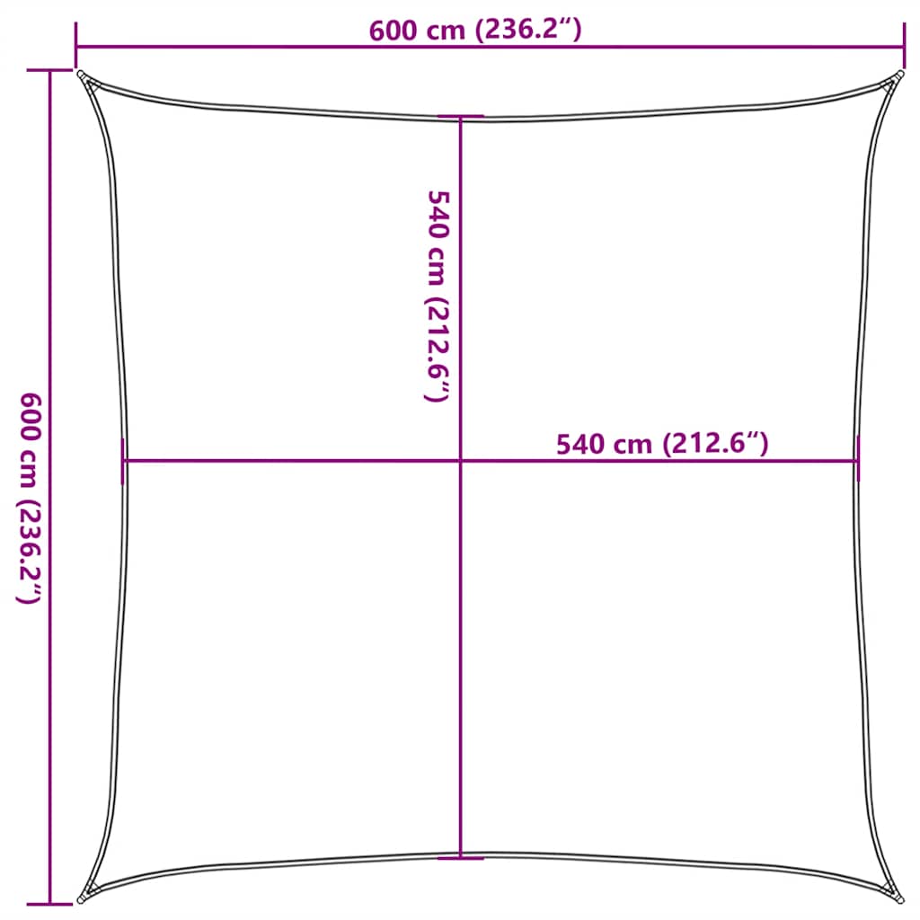 Sonnensegel 160 g/m² Taupe 6x6 m HDPE