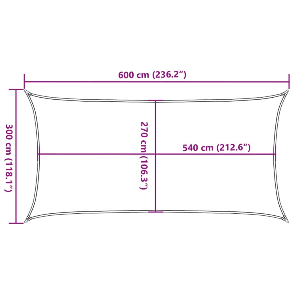 Sonnensegel 160 g/m² Gelb 3x6 m HDPE