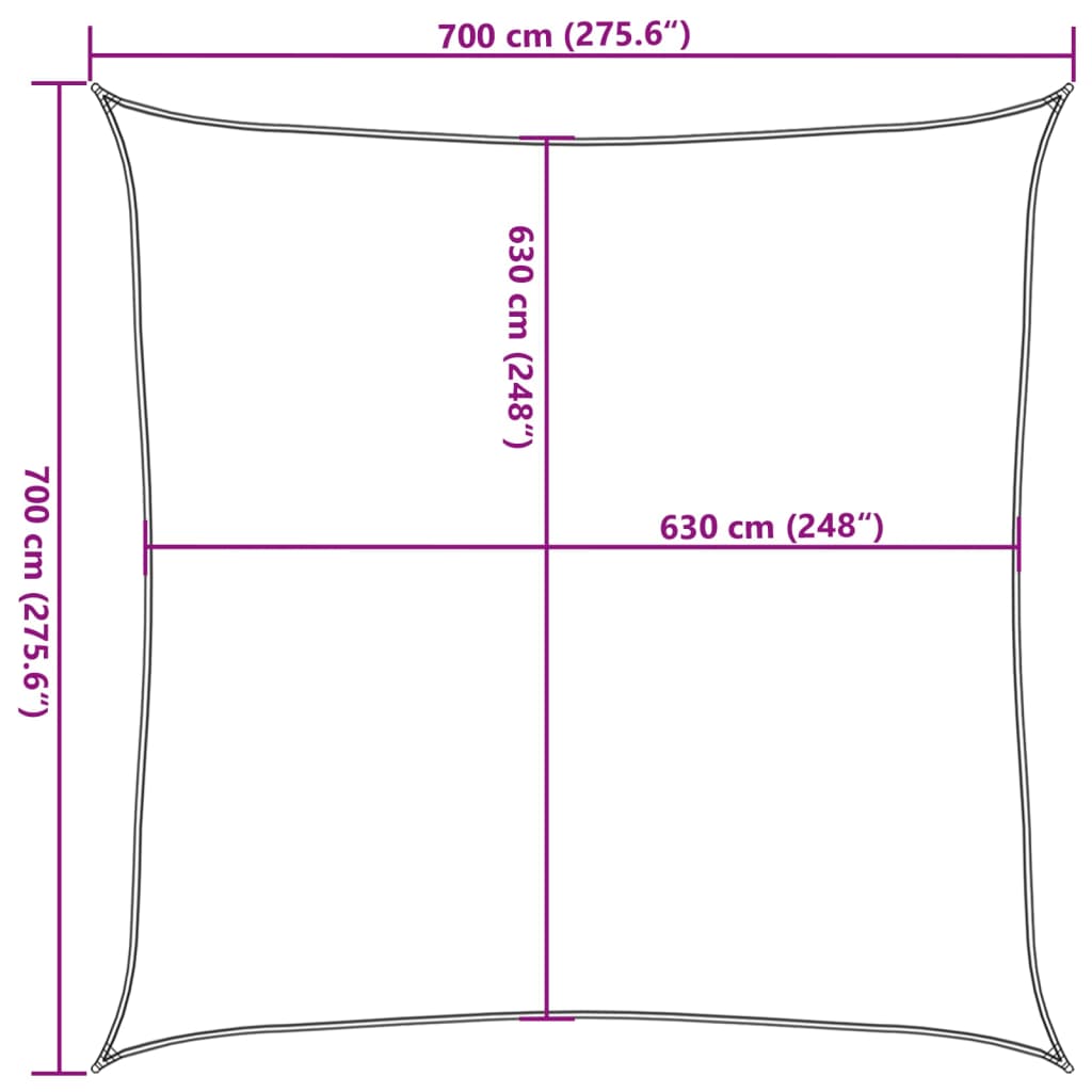 Sonnensegel 160 g/m² Schwarz 7x7 m HDPE