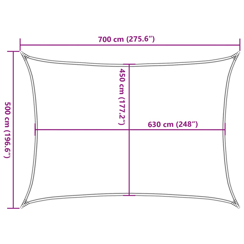 Sonnensegel 160 g/m² Schwarz 5x7 m HDPE