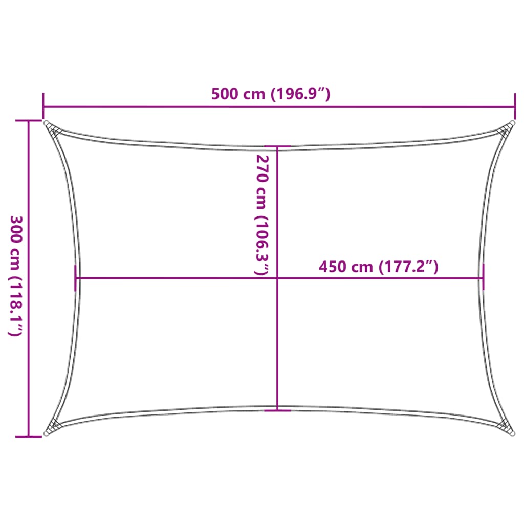 Sonnensegel 160 g/m² Braun 3x5 m HDPE