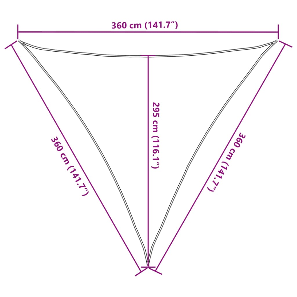 Sonnensegel 160 g/m² Braun 3,6x3,6x3,6 m HDPE