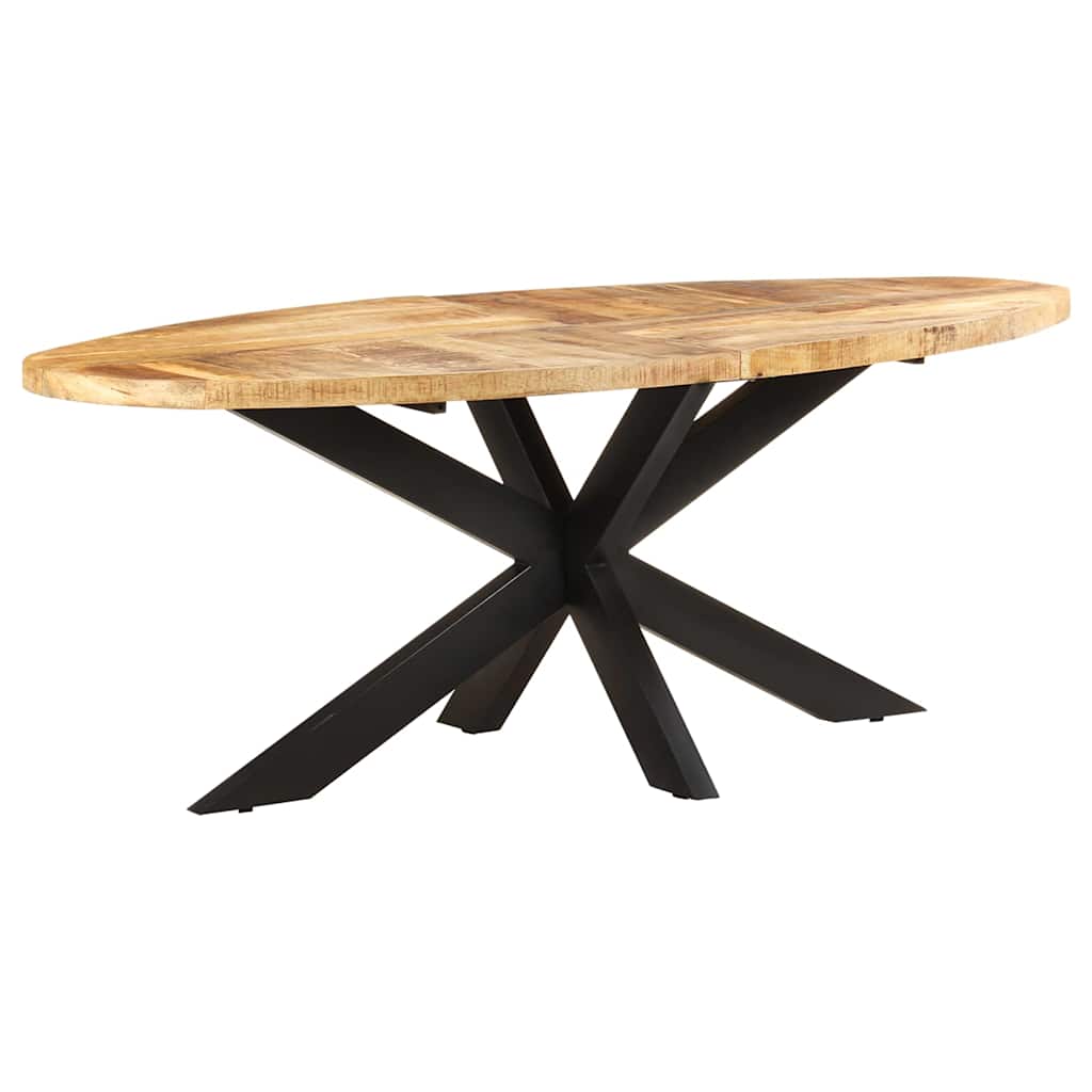 Esstisch Oval 200x100x75 cm Raues Mangoholz