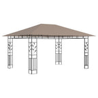 Pavillon mit Moskitonetz 4x3x2,73 m Taupe 180 g/m²