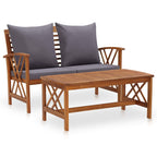 2-tlg. Garten-Lounge-Set mit Auflagen Massivholz Akazie