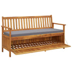 Gartenbank mit Stauraum und Auflage 148 cm Massivholz Akazie