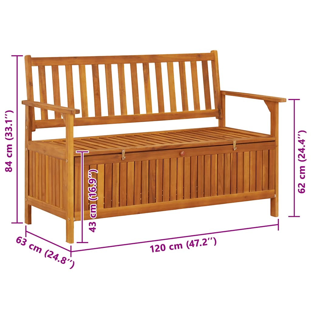 Gartenbank mit Stauraum 120 cm Massivholz Akazie