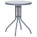 Gartentisch Hellgrau 60 cm Stahl und Glas