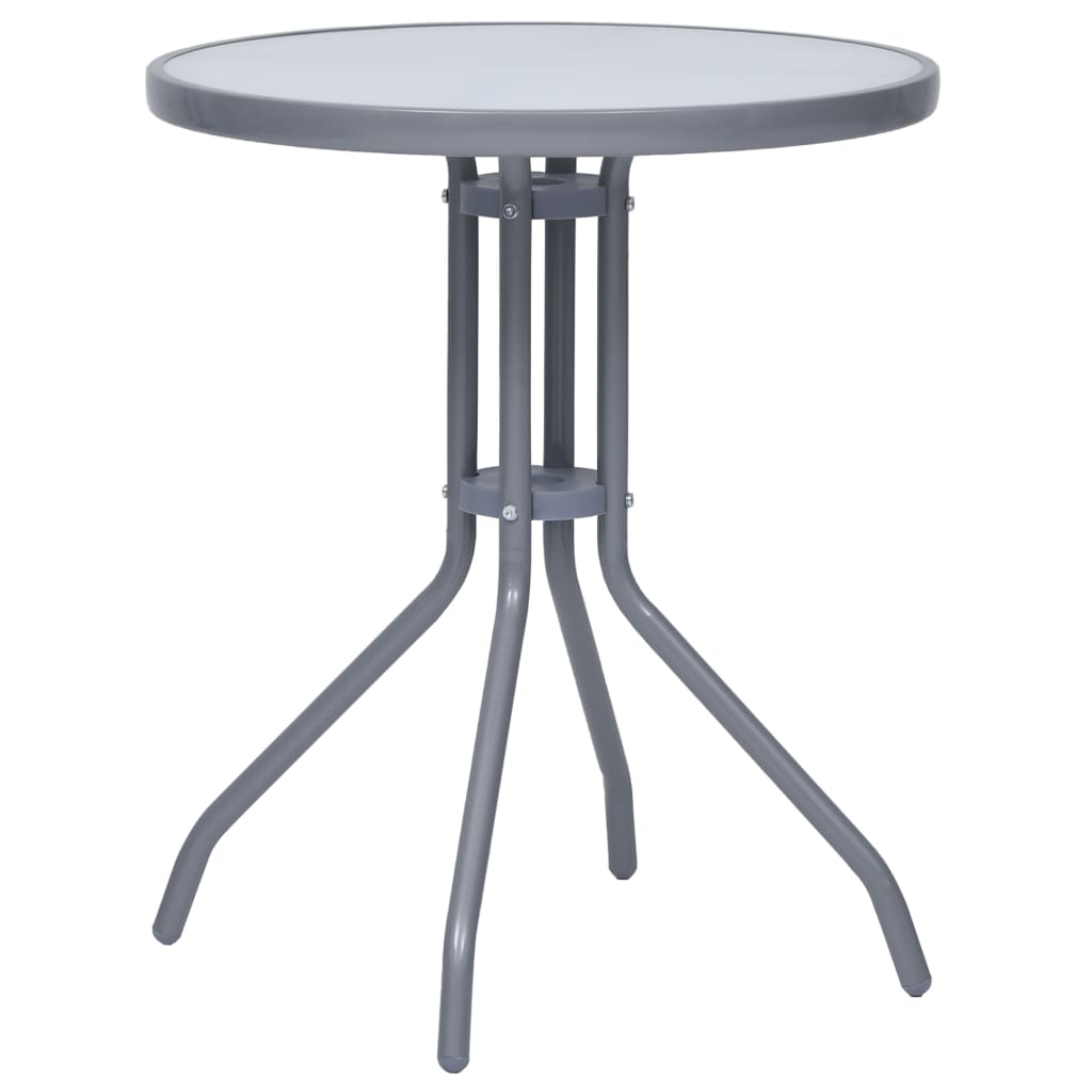 Gartentisch Hellgrau 60 cm Stahl und Glas