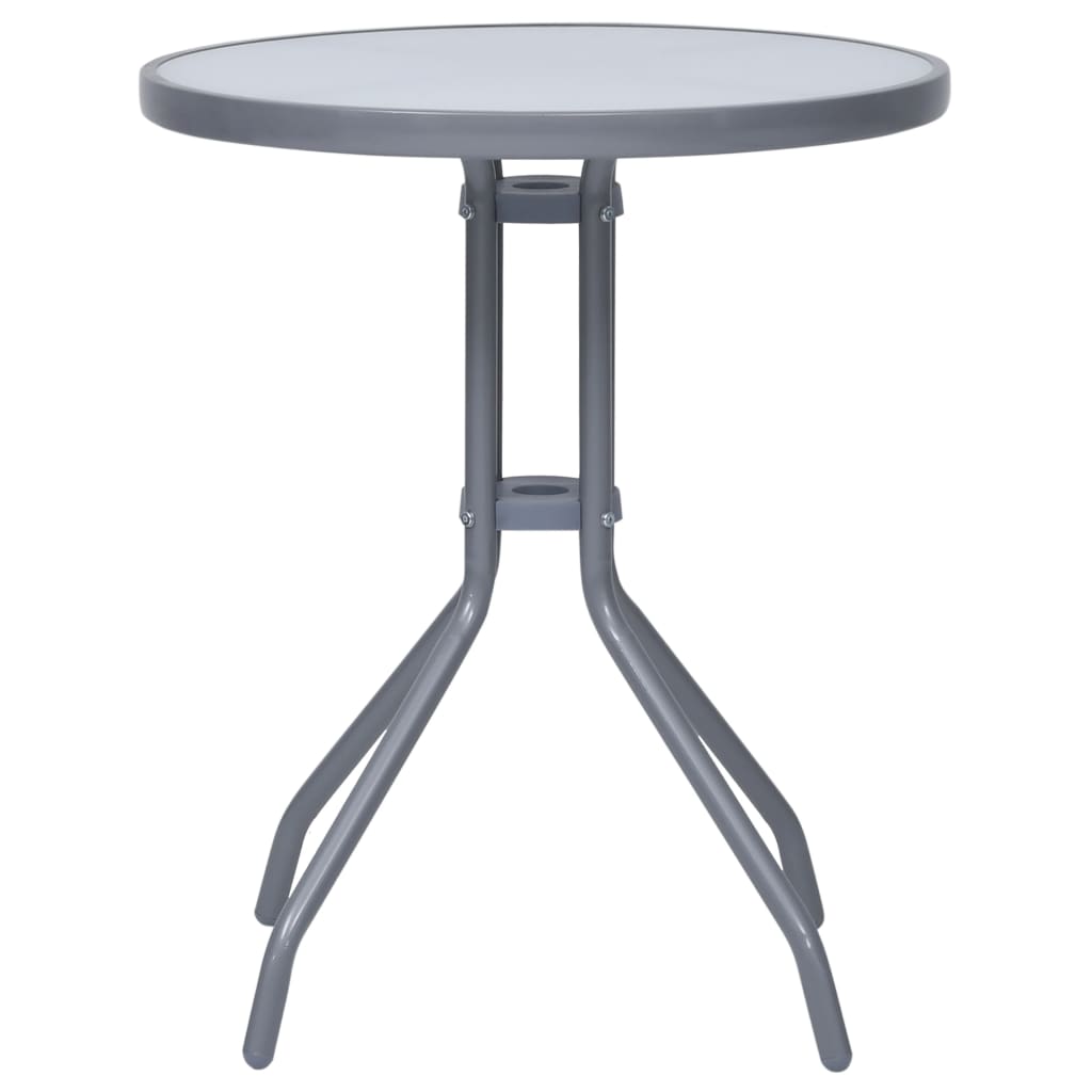 Gartentisch Hellgrau 60 cm Stahl und Glas