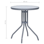 Gartentisch Hellgrau 60 cm Stahl und Glas
