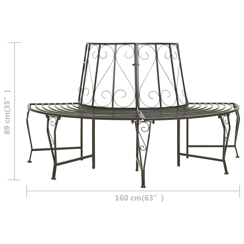 Baumbank Halbrund 160 cm Stahl