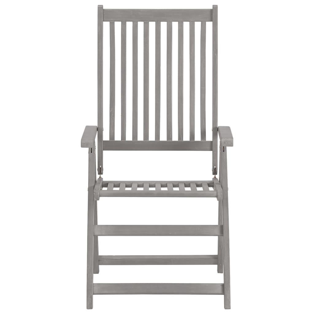 Verstellbare Gartenstühle 3 Stk. Grau Massivholz Akazie