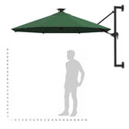 Sonnenschirm zur Wandmontage mit LEDs 300 cm Grün
