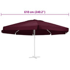 Ersatzbezug für Sonnenschirm Bordeauxrot 610 cm