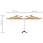 Doppel-Sonnenschirm mit Stahl-Mast 600x300 cm Taupe