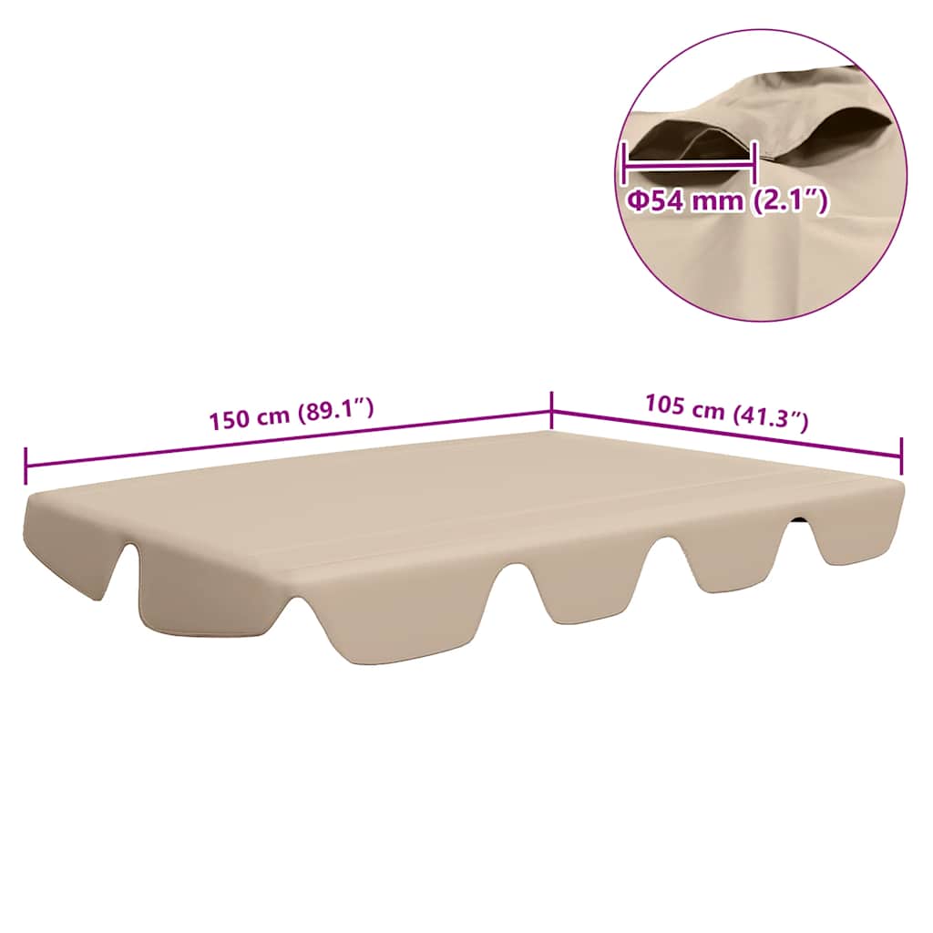 Ersatzdach für Hollywoodschaukel Beige 150/130x105/70 cm