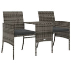 2-Sitzer-Gartensofa mit Teetisch und Hocker Poly Rattan Grau