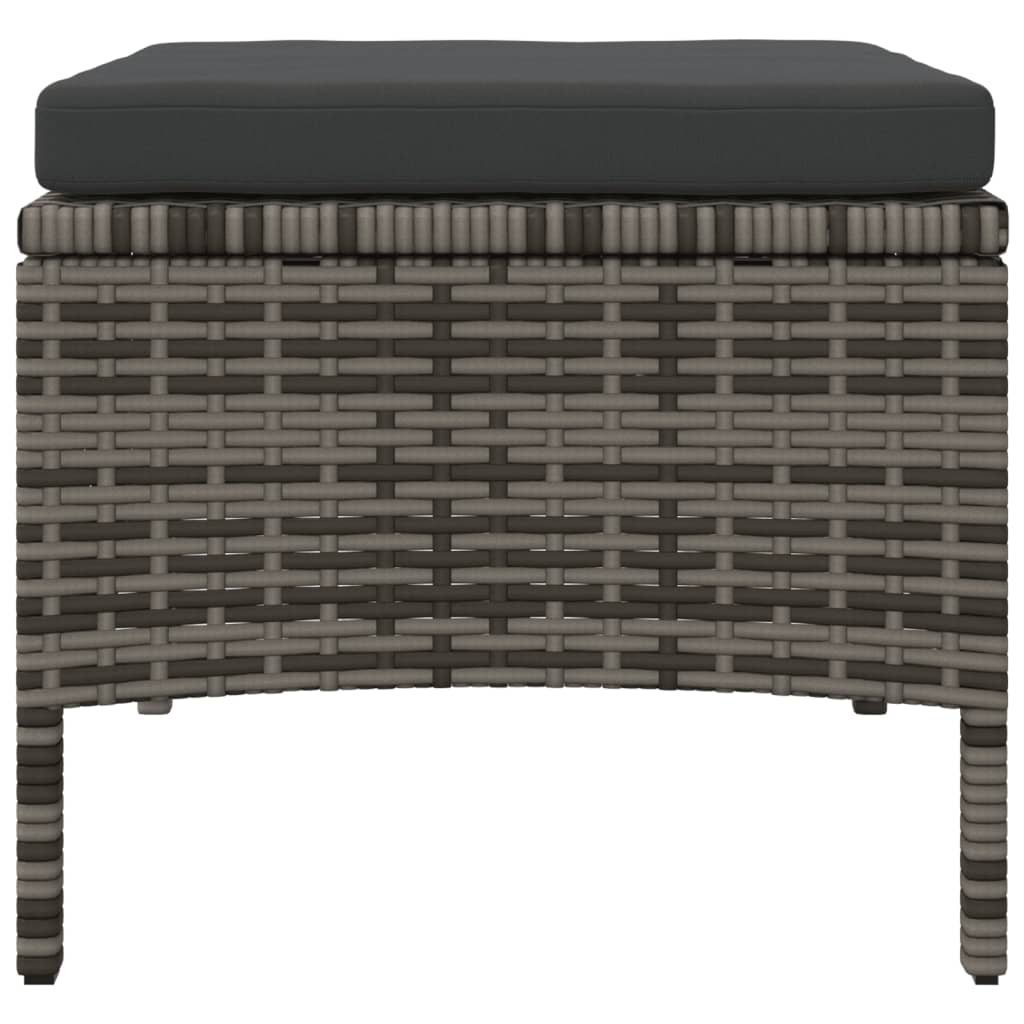 2-Sitzer-Gartensofa mit Teetisch und Hocker Poly Rattan Grau