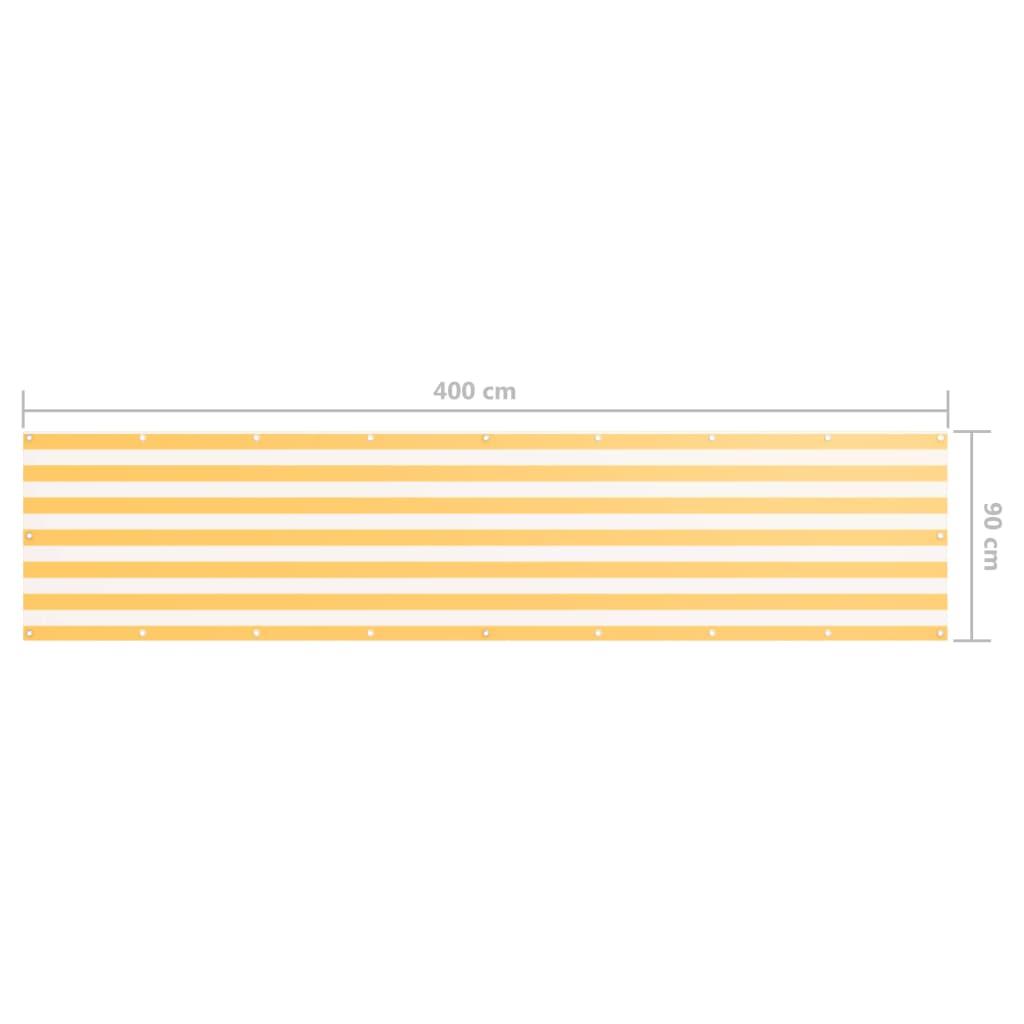 Balkon-Sichtschutz Weiß und Gelb 90x400 cm Oxford-Gewebe