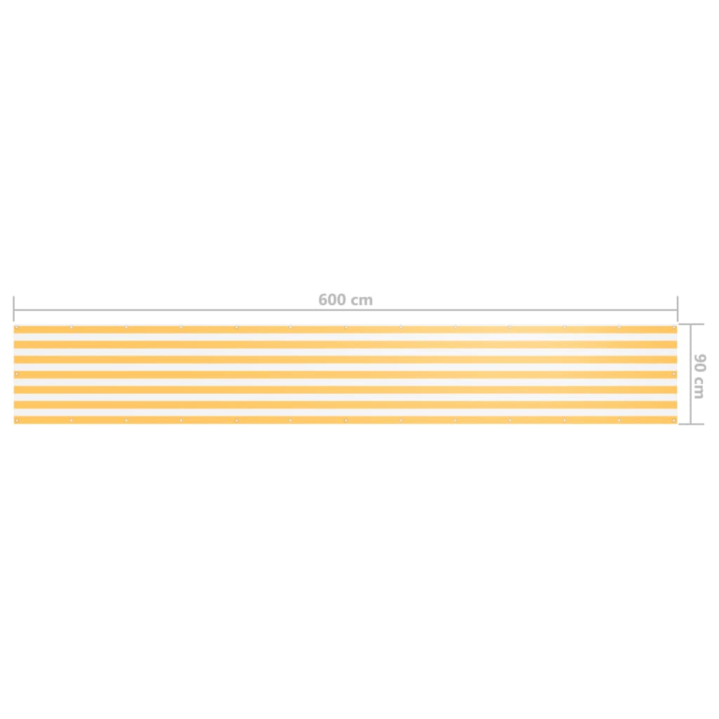 Balkon-Sichtschutz Weiß und Gelb 90x600 cm Oxford-Gewebe