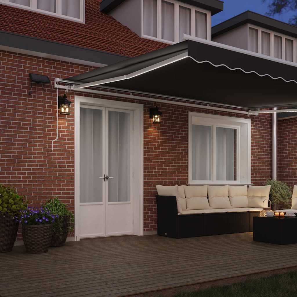 Markisenrahmen mit LED-Lichtleisten Weiß 450 x 300 cm Aluminium