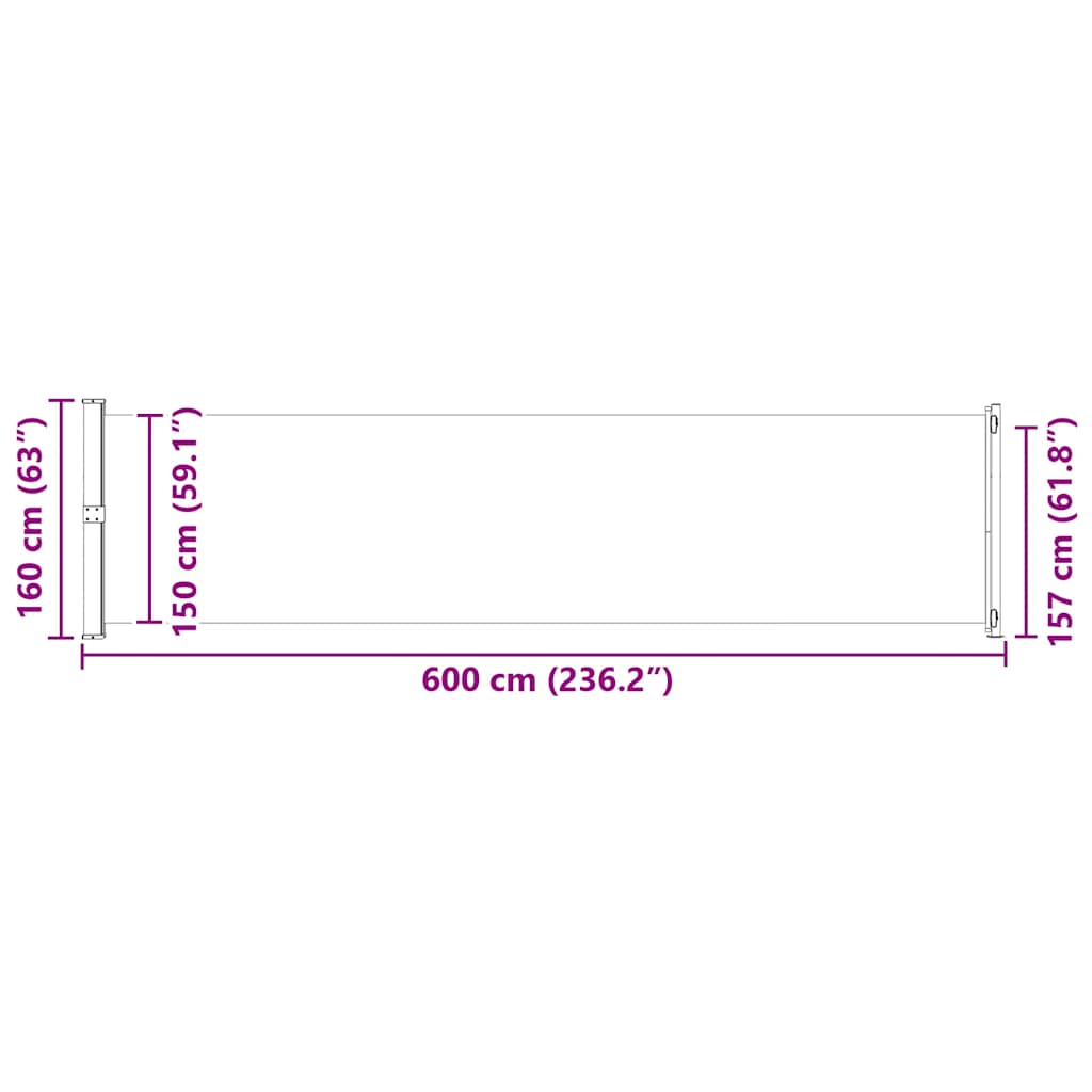 Seitenmarkise Ausziehbar 600x160 cm Rot