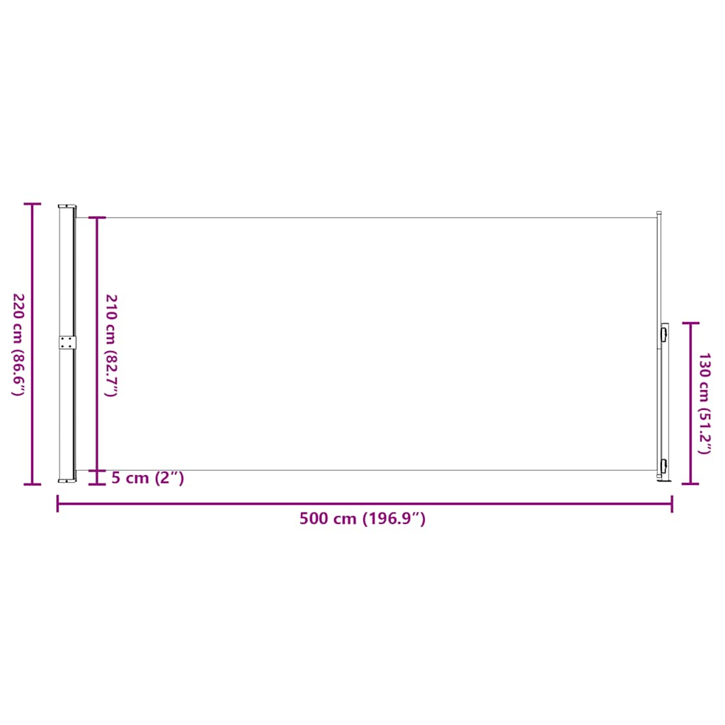 Seitenmarkise Ausziehbar 220x500 cm Grau