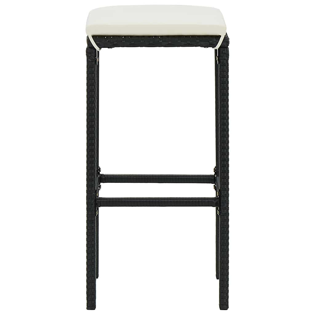 Barhocker mit Kissen 4 Stk. Schwarz Poly Rattan